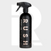 Een zwarte interieurverzorgingsspray met het opschrift RUSH for interieur beschermen auto, tegen een grijze achtergrond met een vetgedrukte witte letter R.